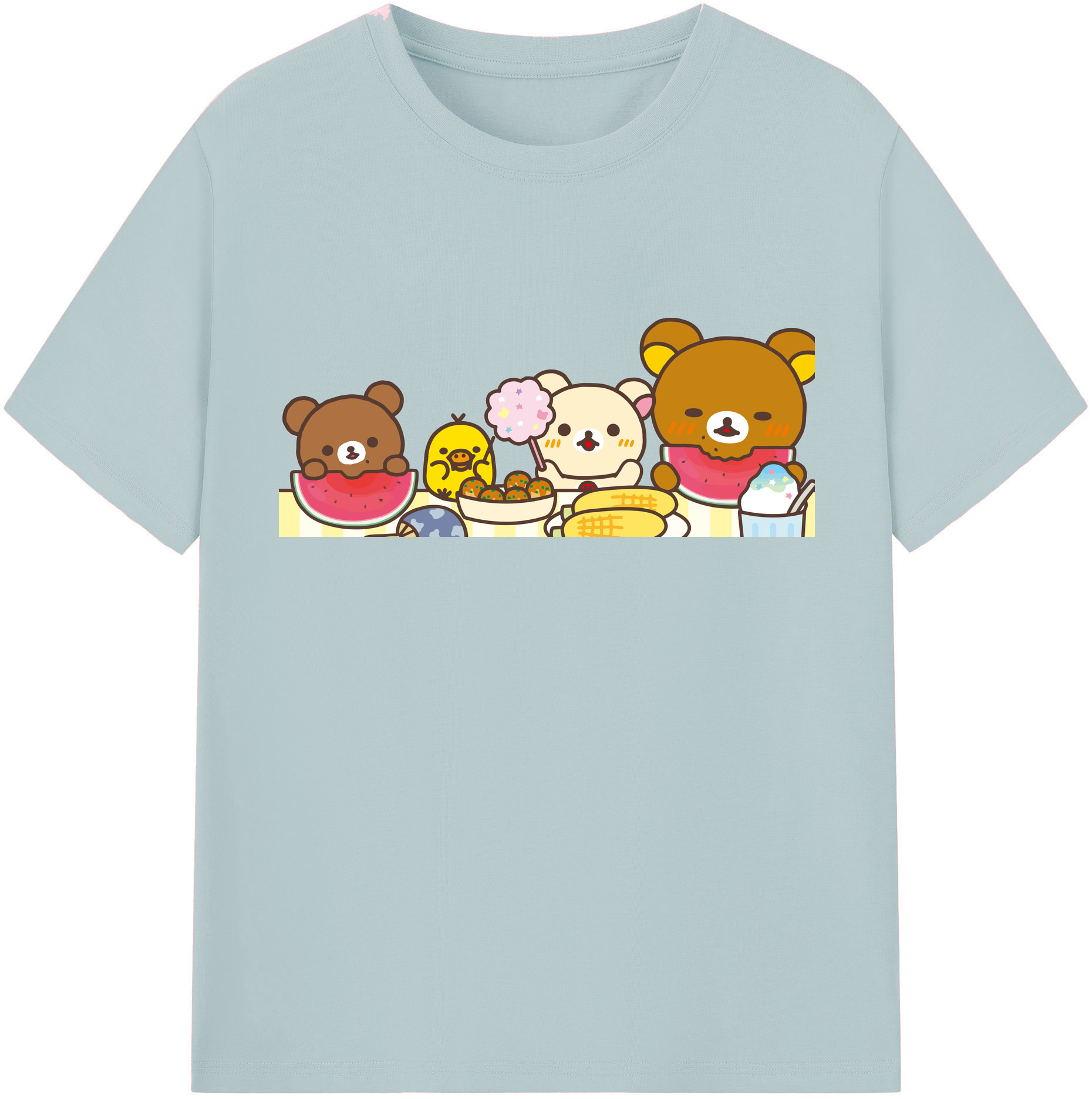 （画像用） リラックマ リラックマ キイロイトリ Rilakkuma Korilakkuma Kiiroitori 綿100％半袖Tシャツ（フロントプリント）